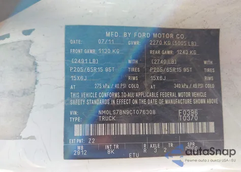 2012 Ford Transit Connect Xlt from USA, damaged, VIN NM0LS7BN9CT076308